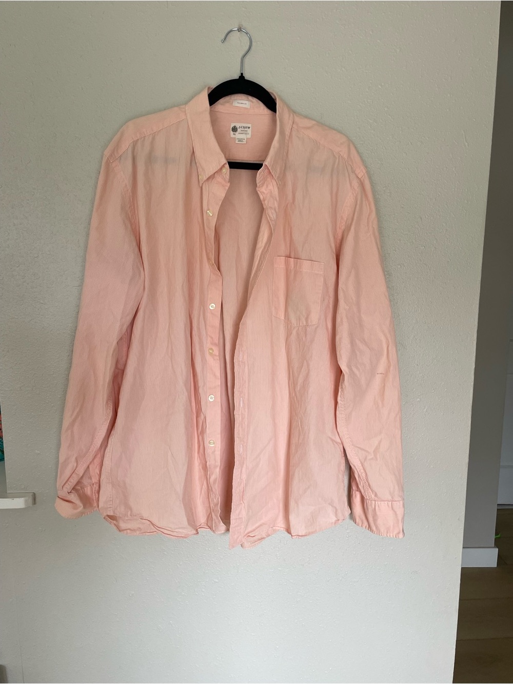 J.Crew Washed Casual Tailored Fit Shirt Men's Orange Striped XL